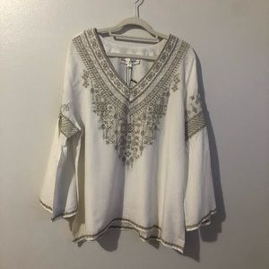 Chelsea & Theodore Blouse with Embroidery Sz Large